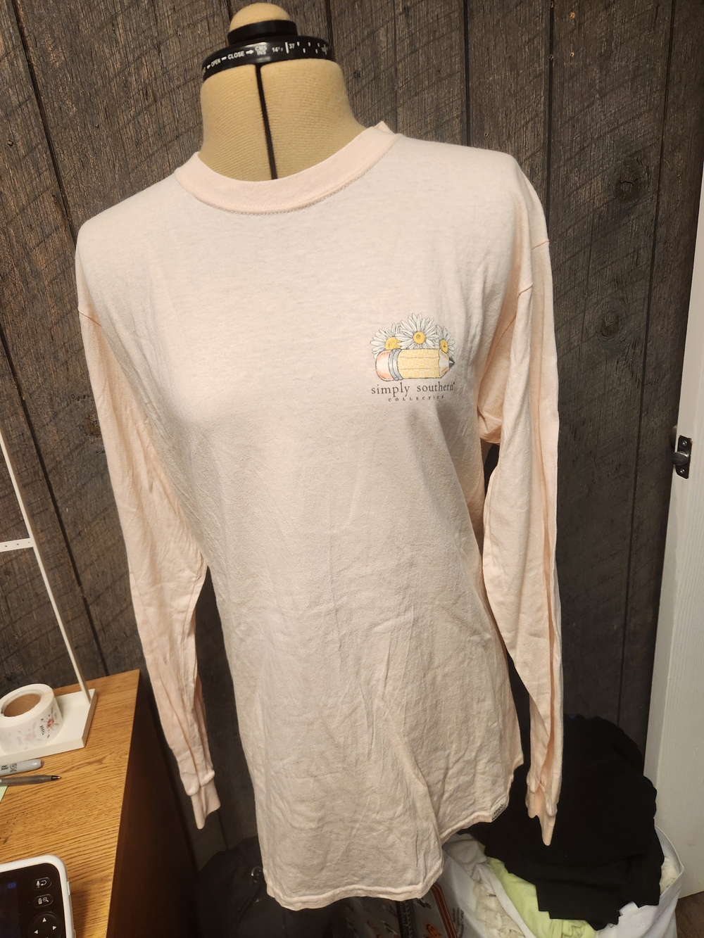Simply Southern Light Pink Long Sleeve Tee with Floral & Daisies